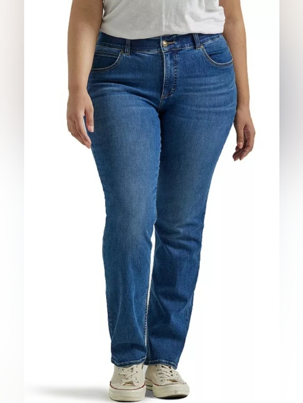 Lee Women's Slim Fit Straight Leg Mid Rise Jeans. Sz 18w 30" Inseam.